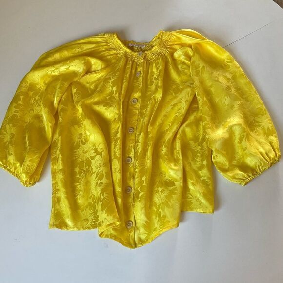 Tucker Silk Balloon Sleeve Blouse - Picture 1 of 7